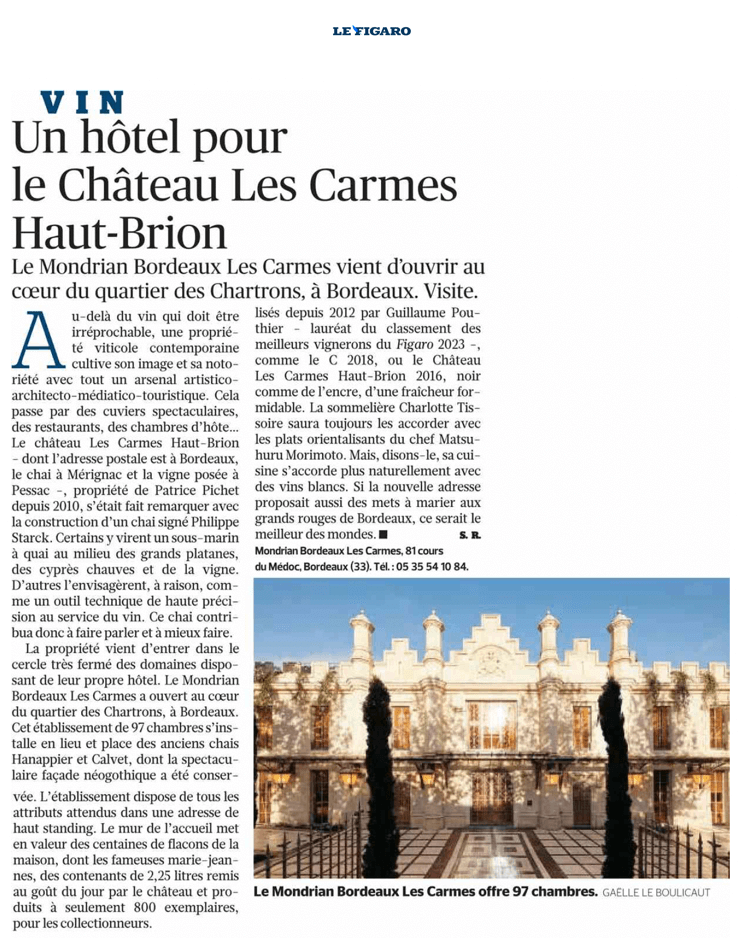 A hotel for Château Les Carmes Haut-Brion