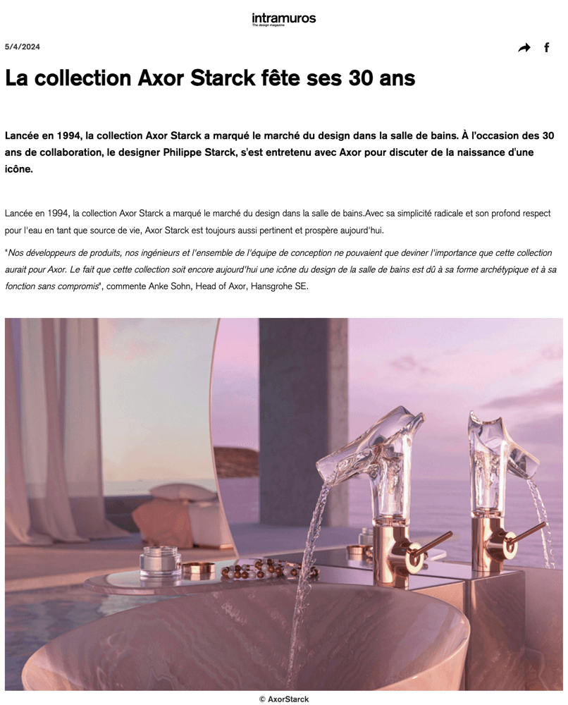 The Axor Starck collection celebrates its 30th anniversary