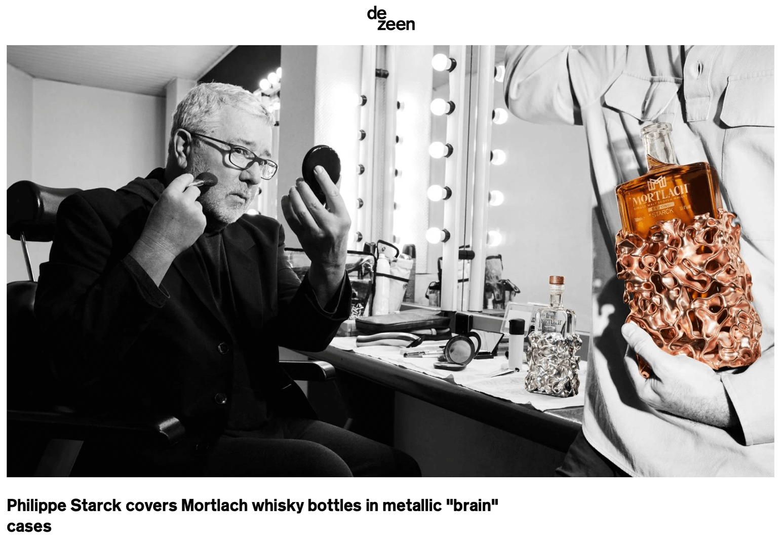 Philippe Starck covers Mortlach whisky bottles in metallic 