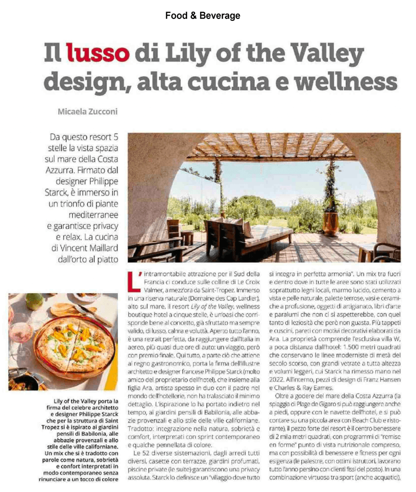 The luxury of Lily of the Valley design, haute cuisine and wellness