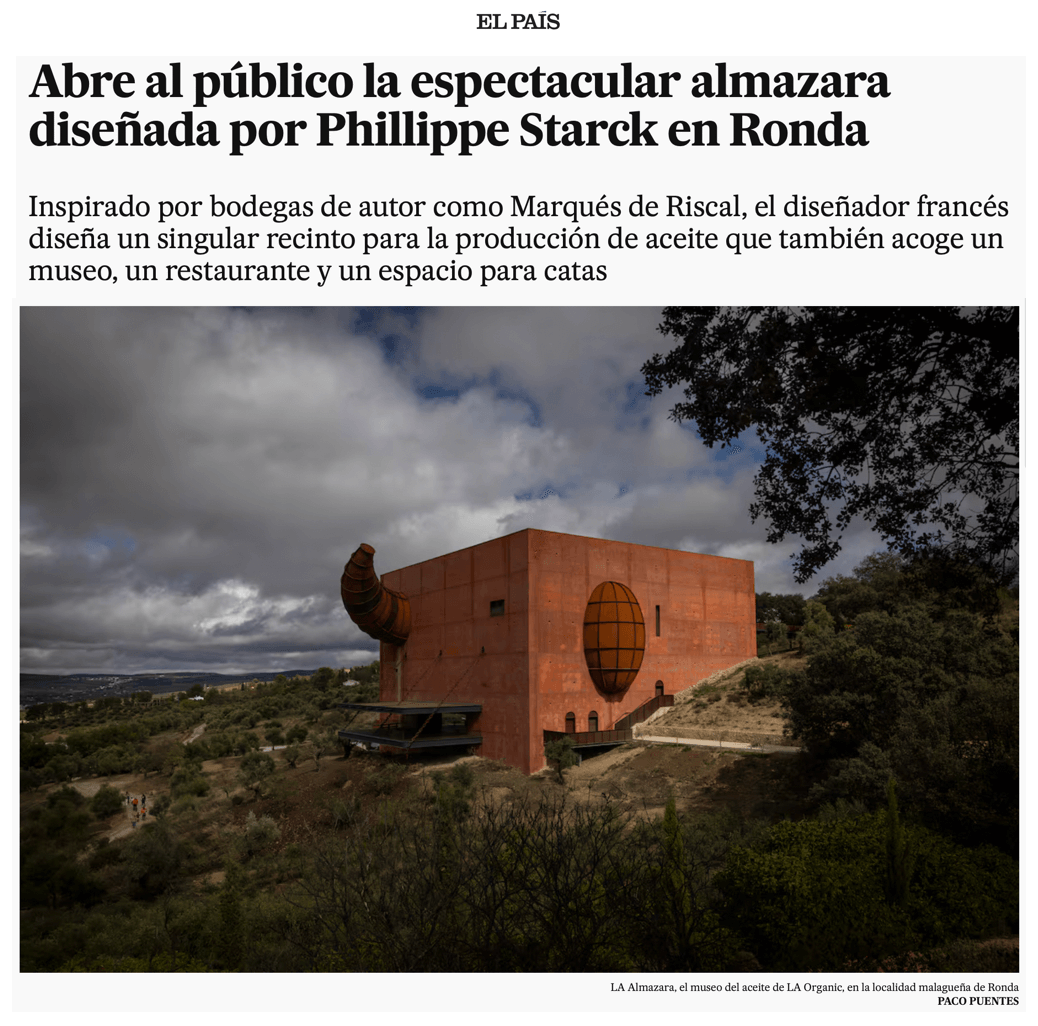 The spectacular Phillippe Starck-designed oil mill in Ronda opens to the public