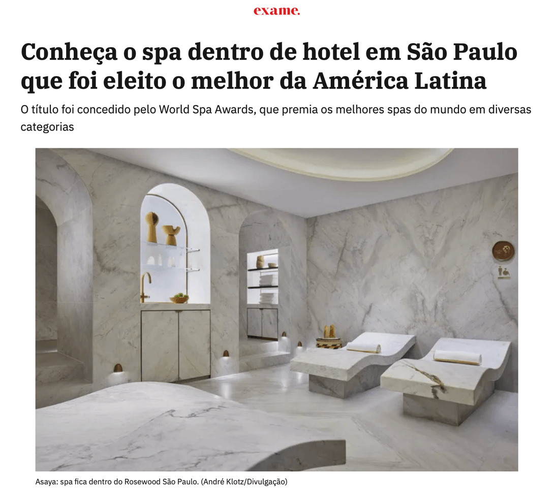 Discover the spa at a São Paulo hotel voted best hotel in Latin America