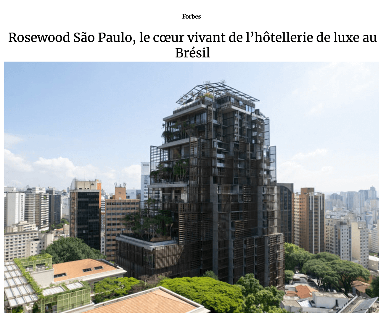 Rosewood São Paulo, el corazón vivo de los hoteles de lujo de Brasil