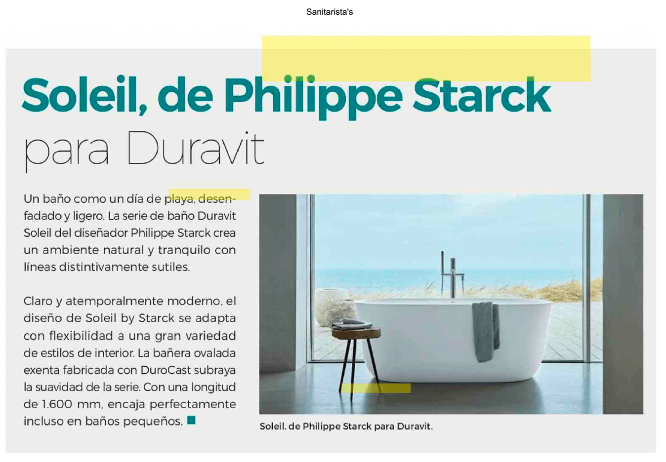 Soleil, by Philippe Starck by Duravit